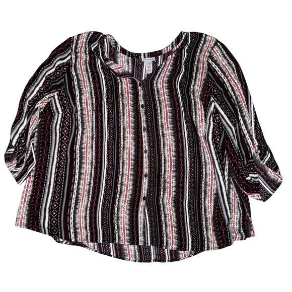 Catherines Women's plus size 5X Shirt Top Blouse tunic striped patterned shirt - Picture 1 of 2